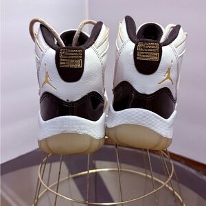 Jordan Kids White and Black Sneakers with Gold Accents